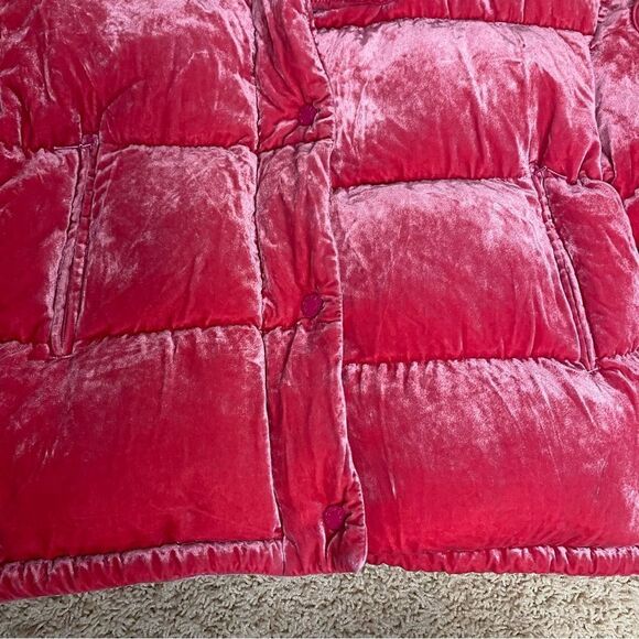 Moncler Caille Giubbotto Goose Down Jacket Pink Quilted Velvet Size 0 EUC - Picture 5 of 12